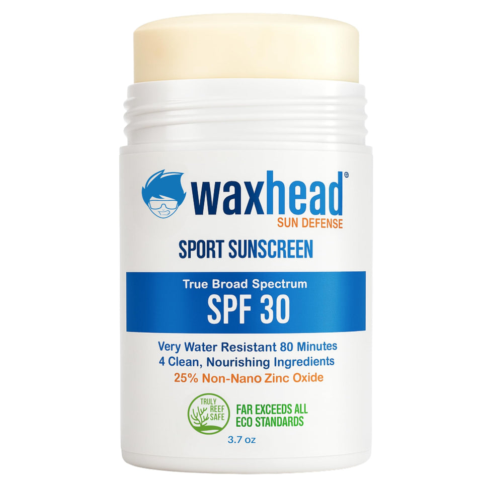 Waxhead zinc oxide sunscreen stick front view showing mineral UV protection for the face