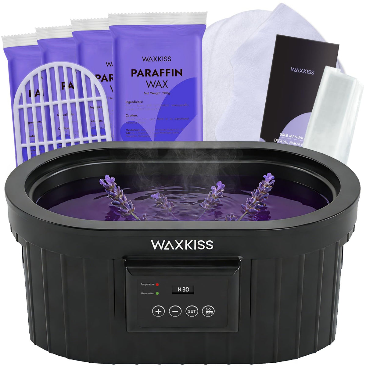 Waxkiss paraffin bath 5000ml side view for at-home spa sessions