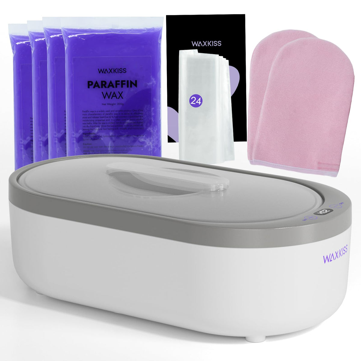 Waxkiss small paraffin wax machine for hands, front view, compact design for home use