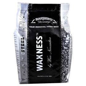 Waxness Barbero Steel hard wax beads Italy-made label close-up
