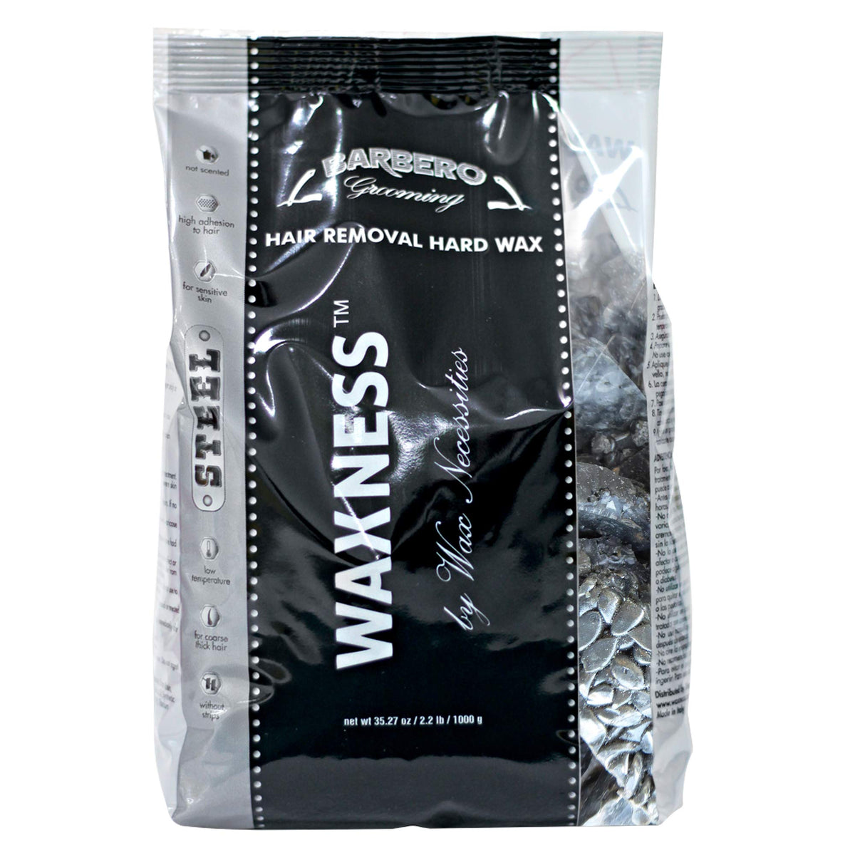 Waxness Barbero Steel hard wax beads close-up during melting for smooth application