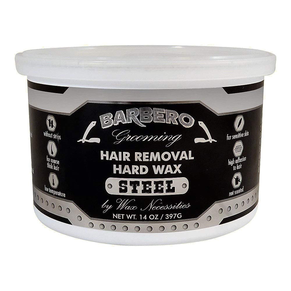 Waxness Barbero Steel Hard Wax can, professional stripless formula for precise removal.