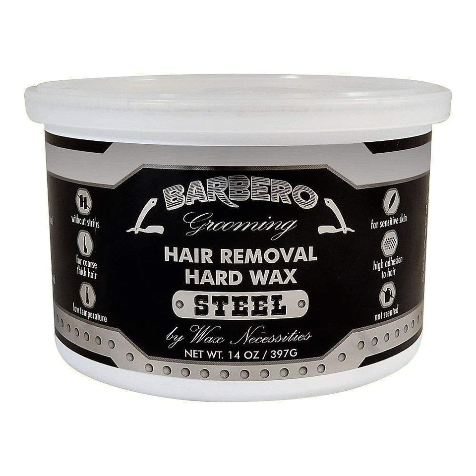 Waxness Barbero Steel Hard Wax can, professional stripless formula for precise removal.