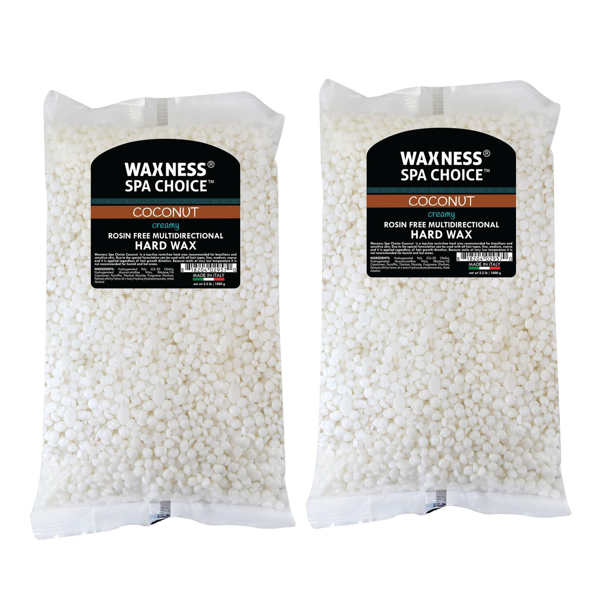 Waxness Coconut Hard Wax granules, rosin-free depilation, smooth results