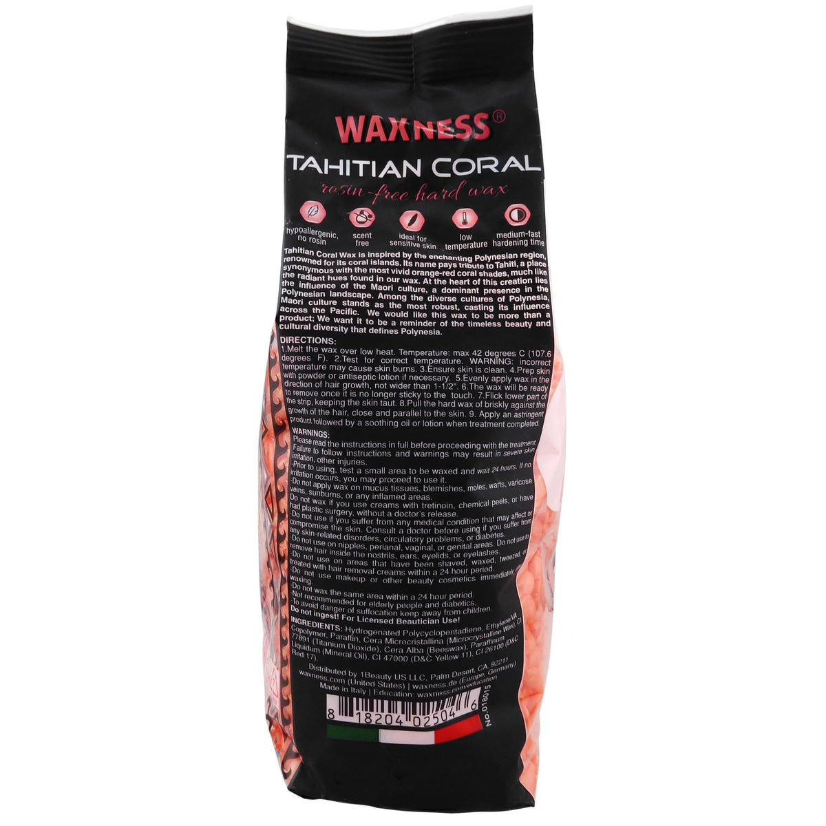 Waxness Tahitian Coral hard wax beads indicating strong grip for tough hair removal