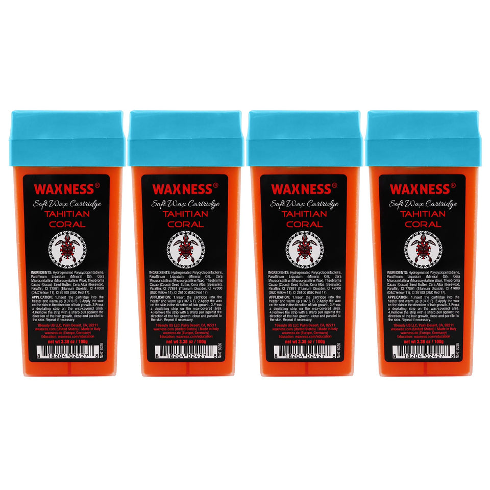 Waxness Tahitian Coral soft wax cartridge close-up highlighting creamy texture and grip for smooth removal