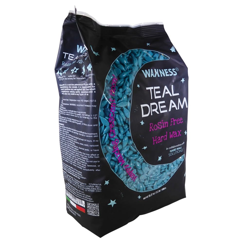 Waxness Teal Dream hard wax beads rosin-free formula for sensitive clients
