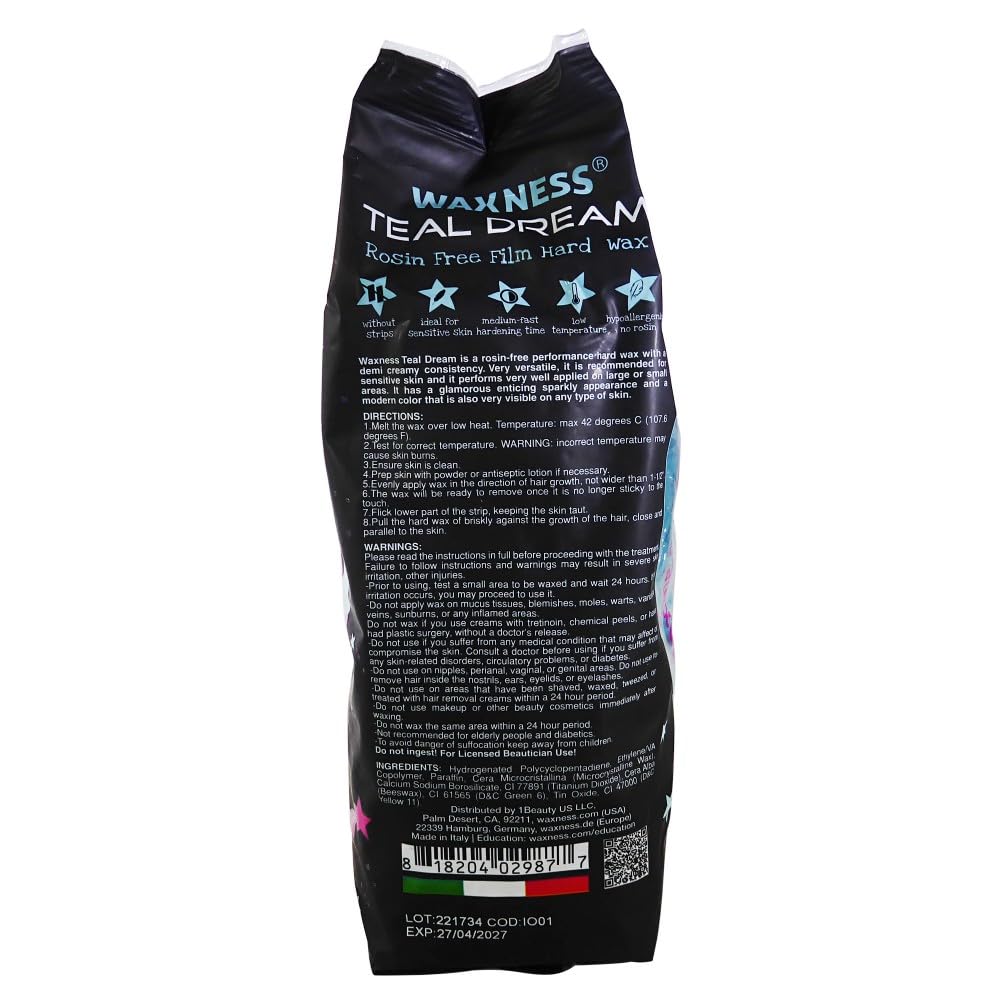 Waxness Teal Dream hard wax beads scent-free formula ideal for calm sessions