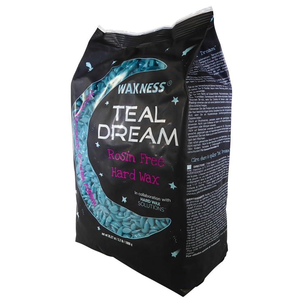 Waxness Teal Dream hard wax beads teal color improves visibility during procedure