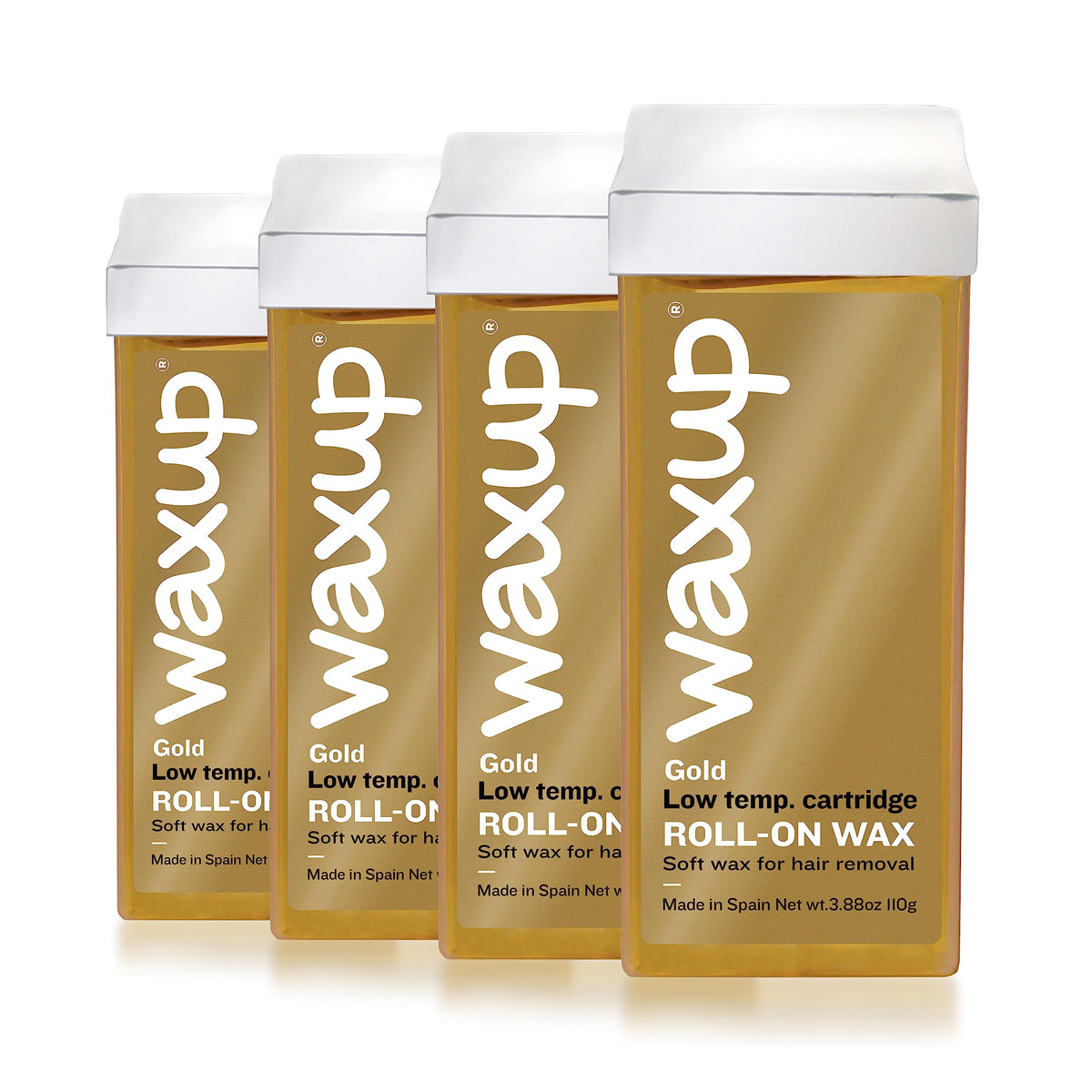 Waxup Gold Roll On bottle close-up for at-home waxing with smooth results
