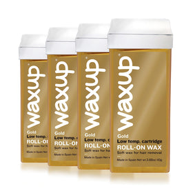 Waxup Gold Roll On bottle close-up for at-home waxing with smooth results