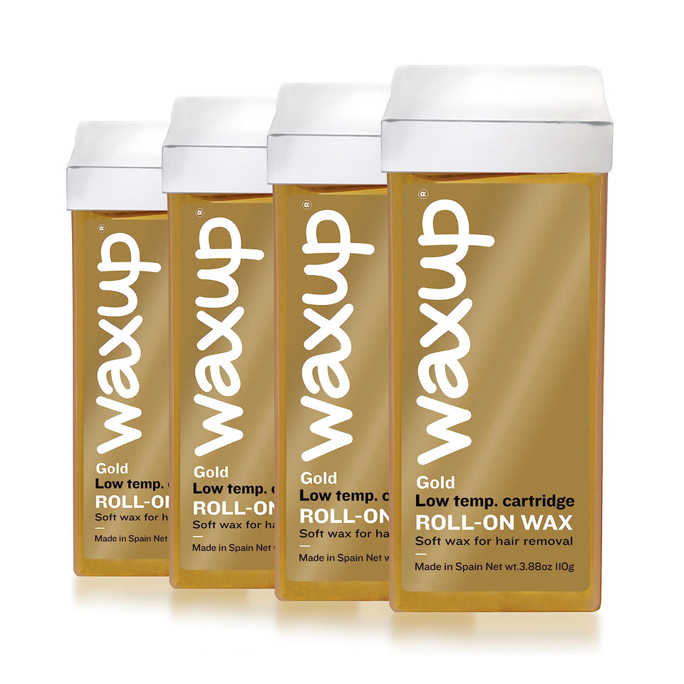Waxup Gold Roll On bottle close-up for at-home waxing with smooth results