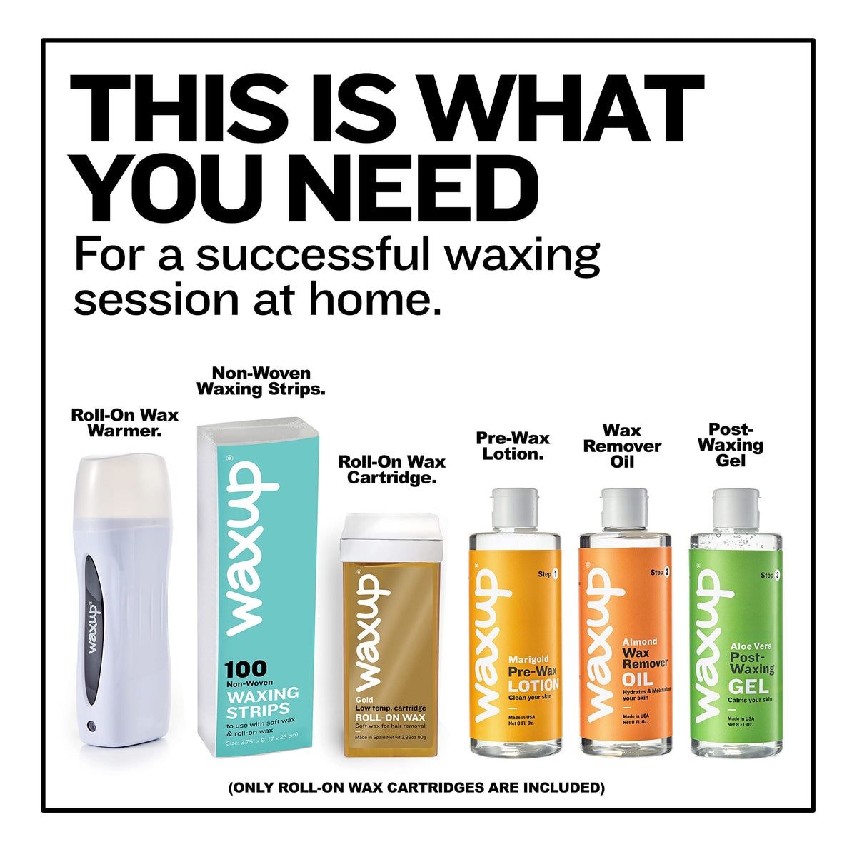 Waxup Gold Roll On 4-pack packaging for personal at-home use