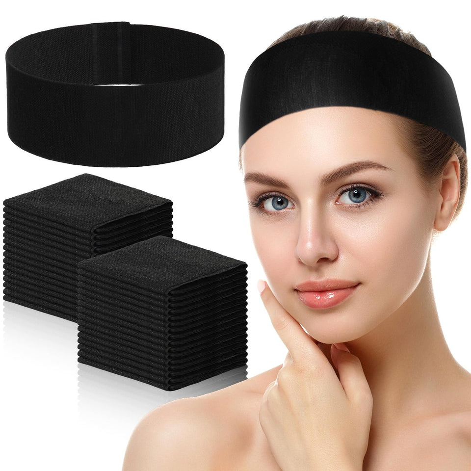 Waydress disposable spa headbands with closure keep hair clean during facial treatments.