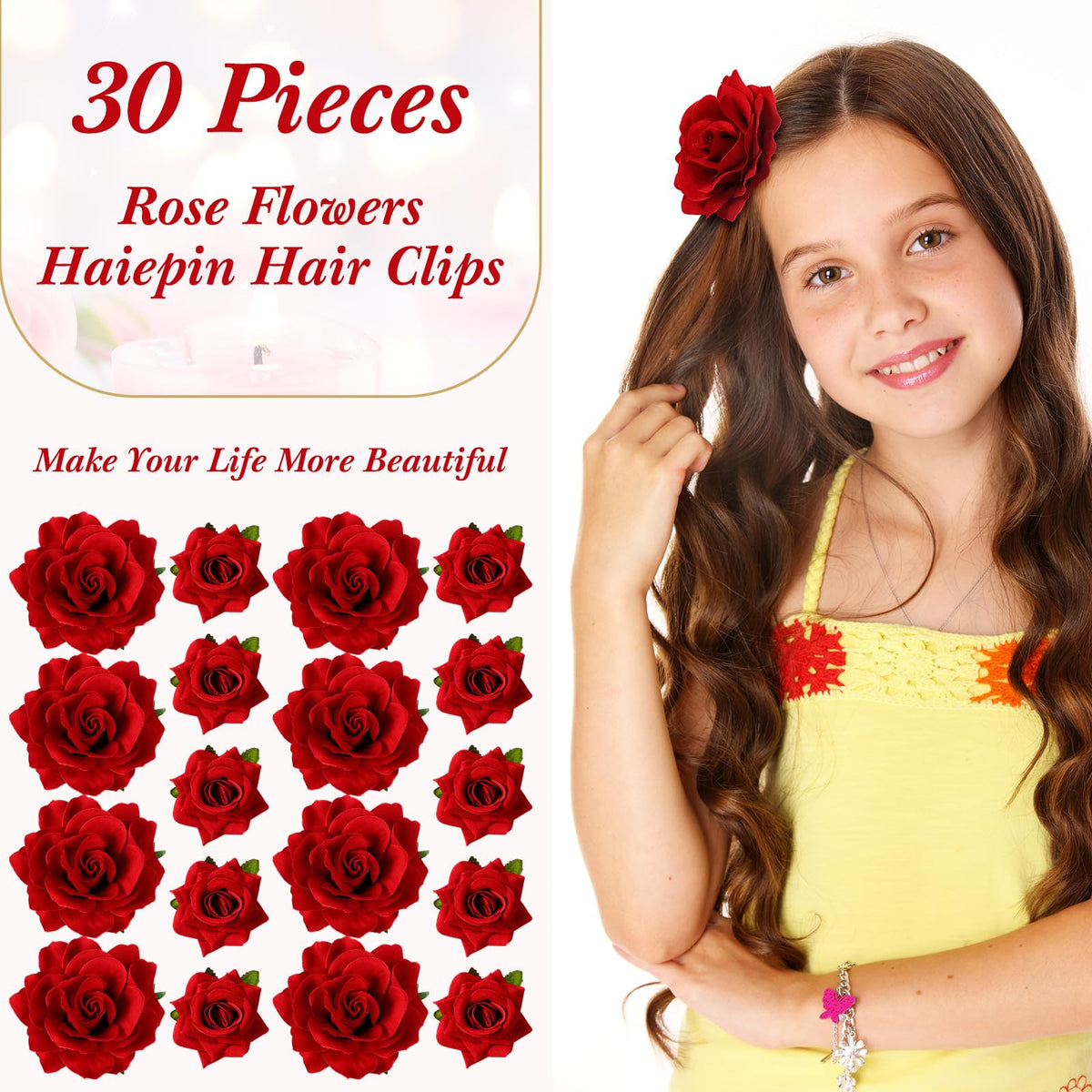 Waydress easy clip on back rose hair clip for quick styling