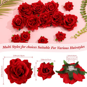 Waydress rose red flower hair clip small size for detailed hairstyle accents