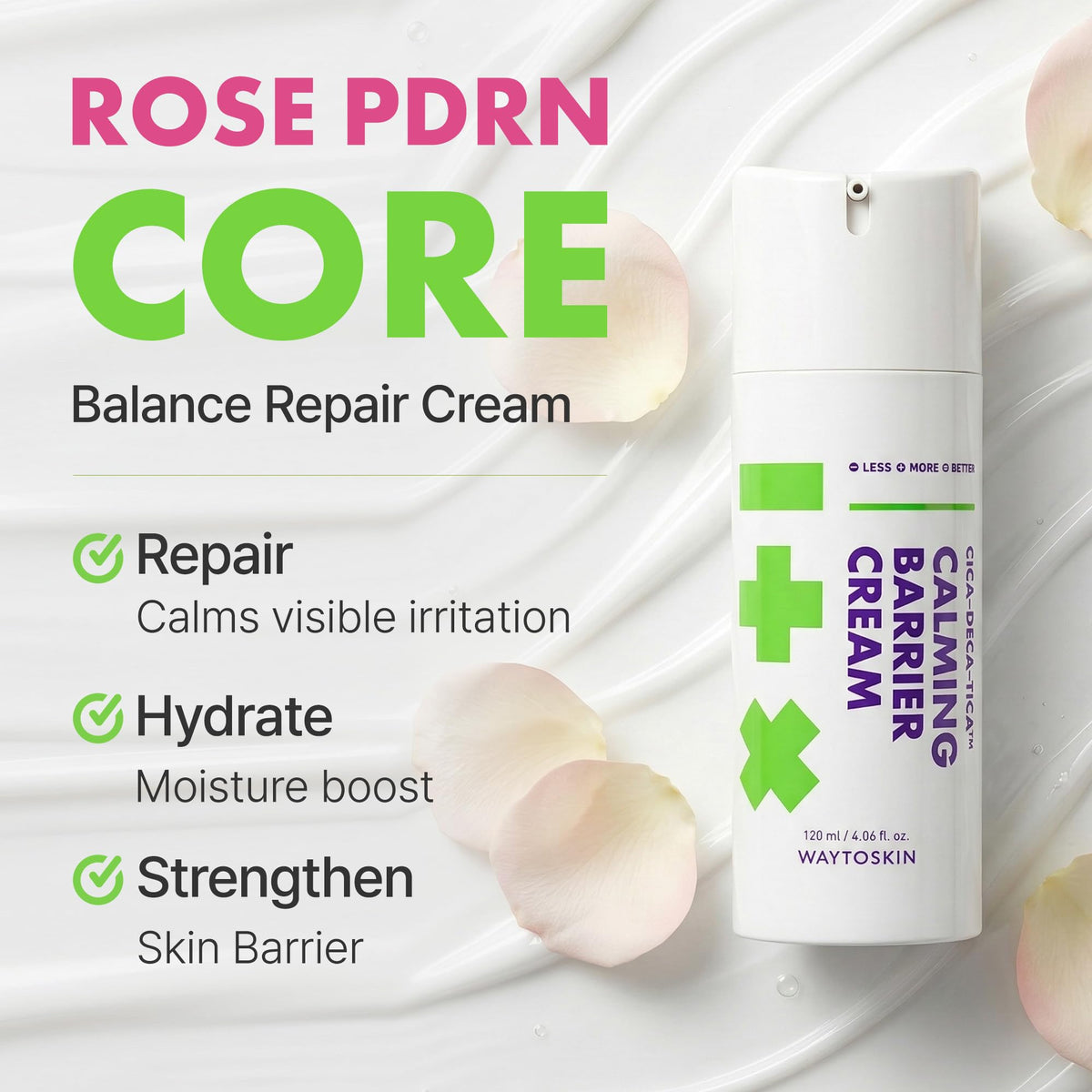 WAYTOSKIN Rose PDRN Face Cream jar closeup showing creamy texture.