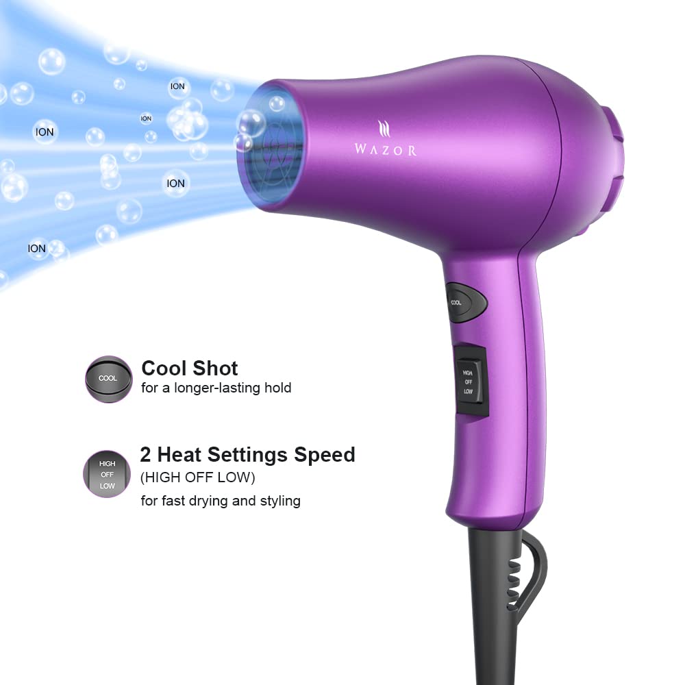 Wazor ceramic ionic hair dryer reduces static for smoother results
