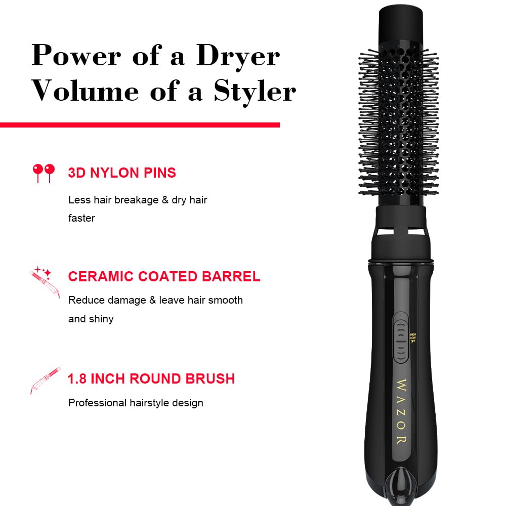 Wazor ceramic titanium barrel evenly distributes heat for lasting shine.