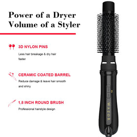 Wazor ceramic titanium barrel evenly distributes heat for lasting shine.