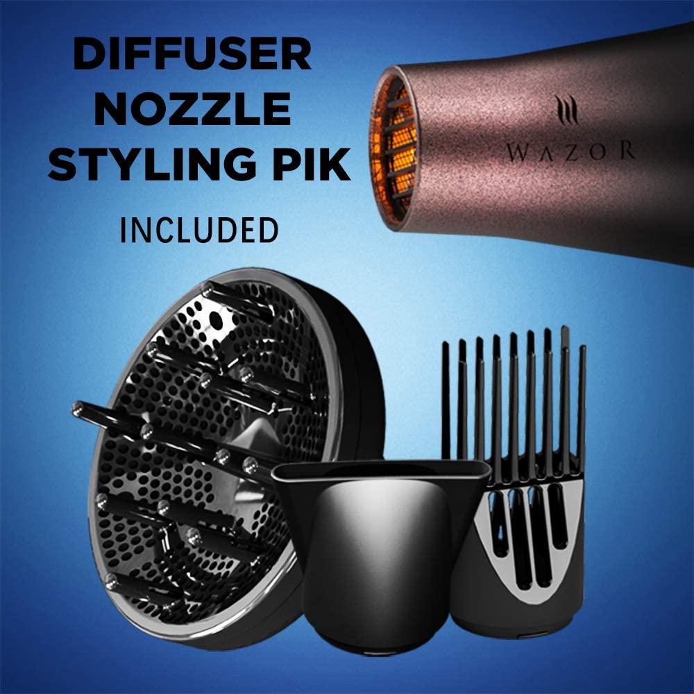 Wazor two speeds and three heats offer versatile styling options.