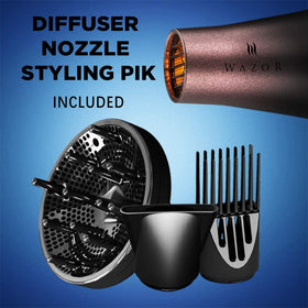 Wazor two speeds and three heats offer versatile styling options.