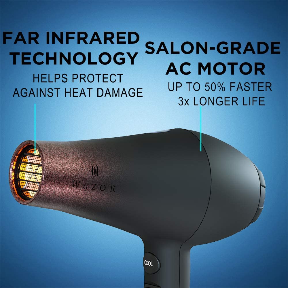 Wazor professional dryer with comb attachment for precise detangling during blow-drying.