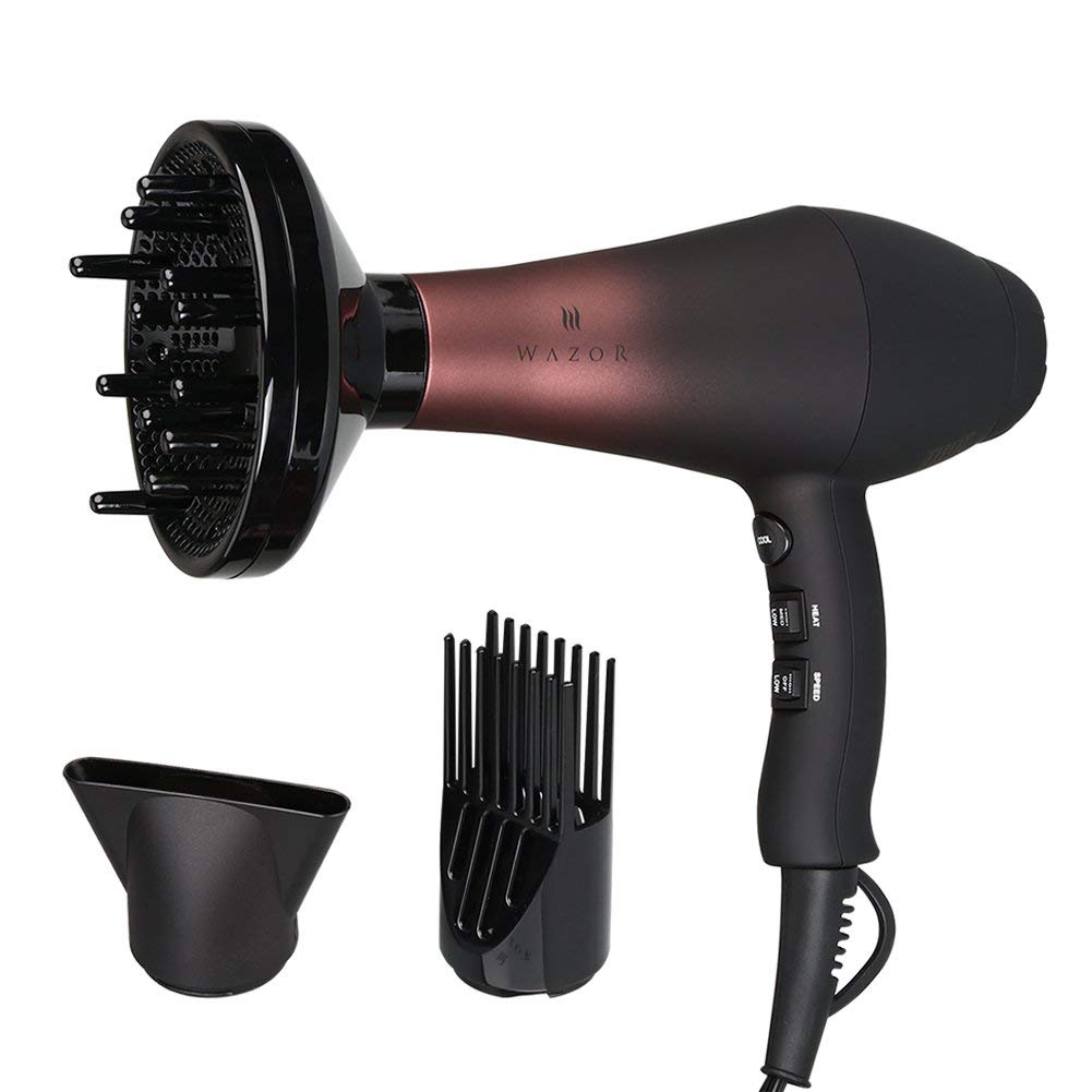 Wazor Professional Ionic Hair Dryer with diffuser for smooth, even styling.