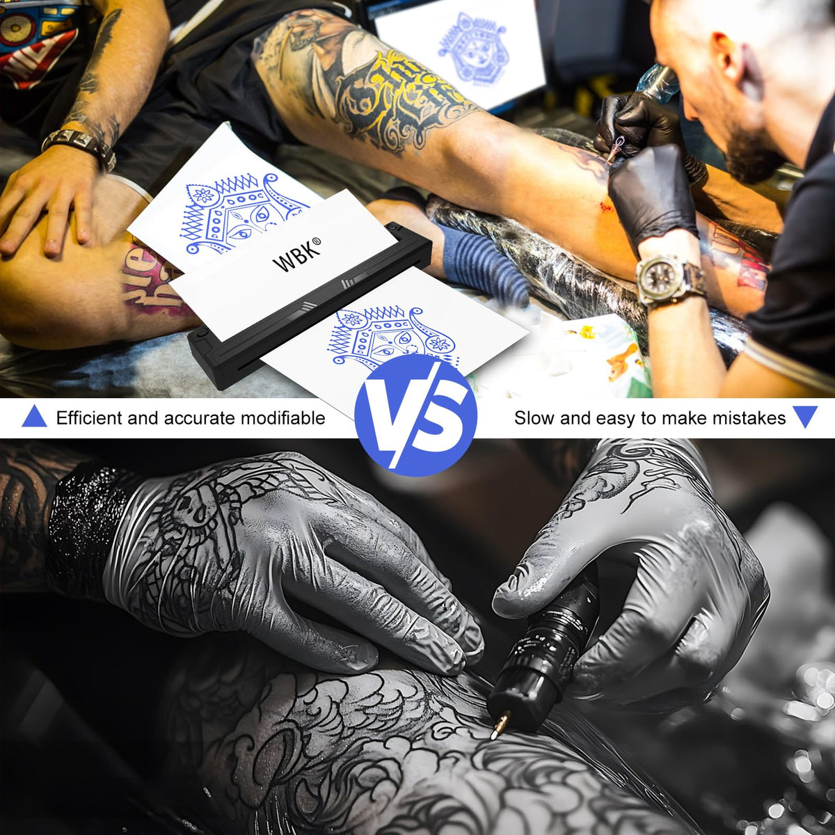 WBK tattoo paper sheets included for ready-to-use transfers.