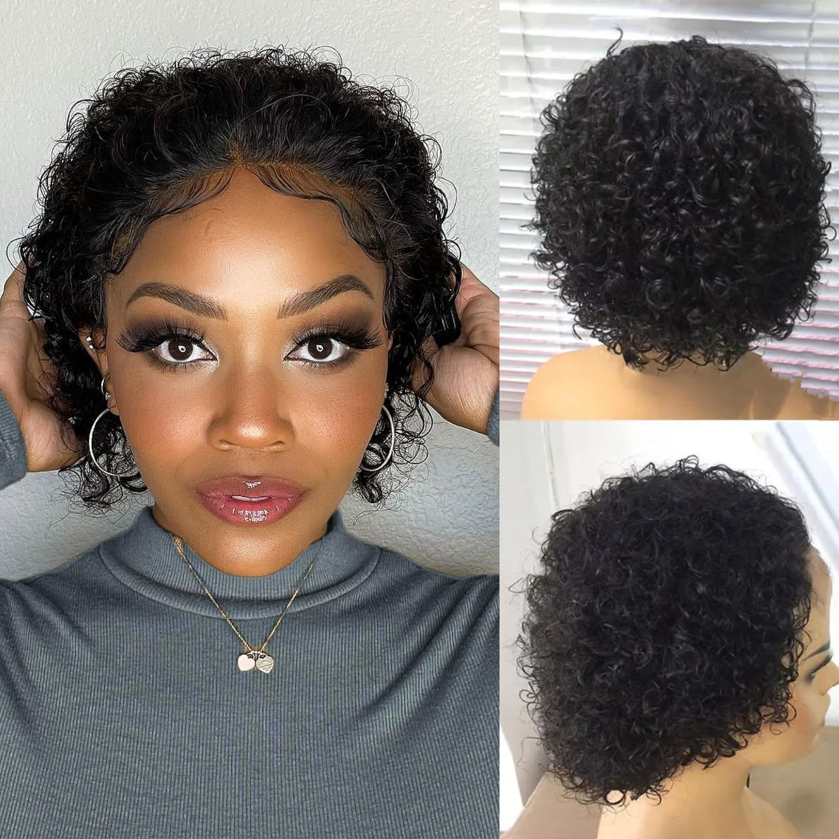 WBTH Pixie Cut Wig close-up lace closure shows seamless parting