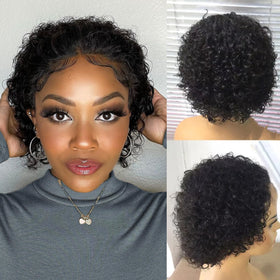 WBTH Pixie Cut Wig close-up lace closure shows seamless parting