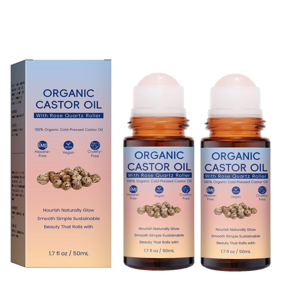 WBTQWJ 2-piece organic castor oil roll-on bottles for mess-free nourishment.