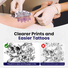 WBWTATTOO transfer paper in use shows sharp, ink-free prints.