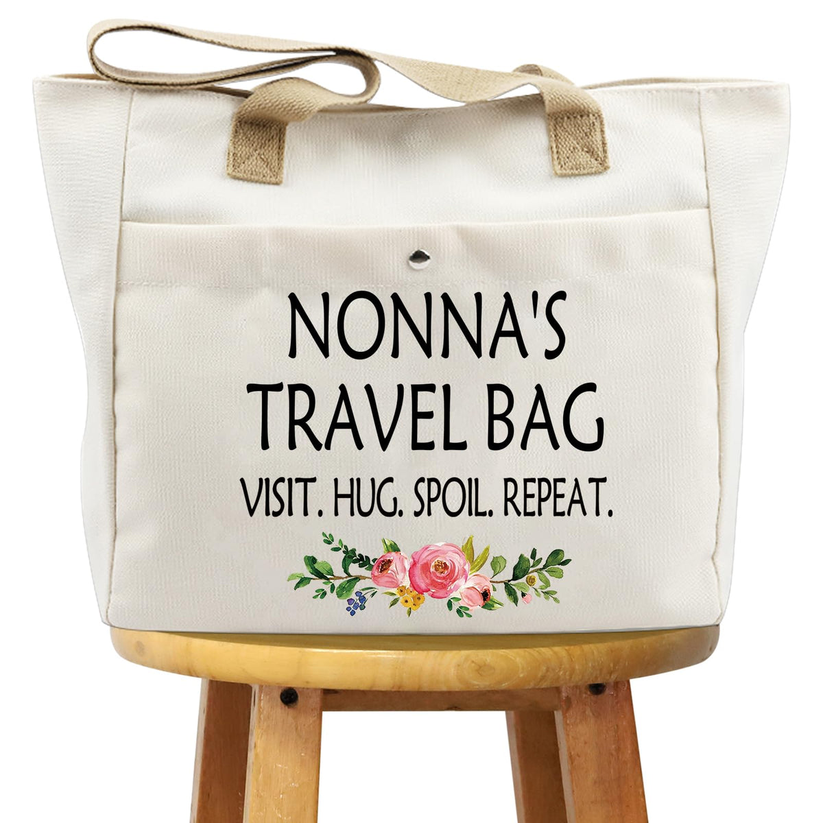 WCGXKO NONNA TB marble canvas tote bag front view for travel and gifting