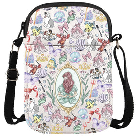WCGXKO Princess Gift Mermaid canvas messenger bag with marble pattern for daily use