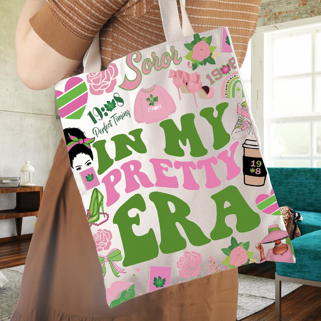 WCGXKO Sorority Tote open compartment for quick access to cosmetics and accessories.