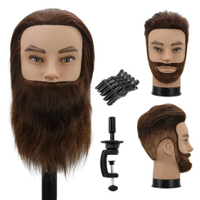 WDQXCQA 12-inch male mannequin head with 100% human hair for realistic styling practice