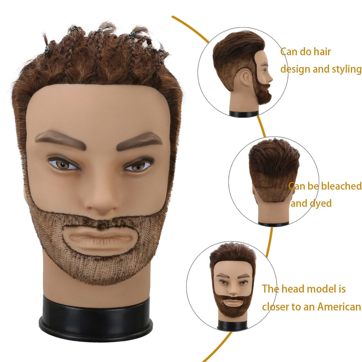 WDQXCQA mannequin head with beard detail for precise beard styling demonstrations