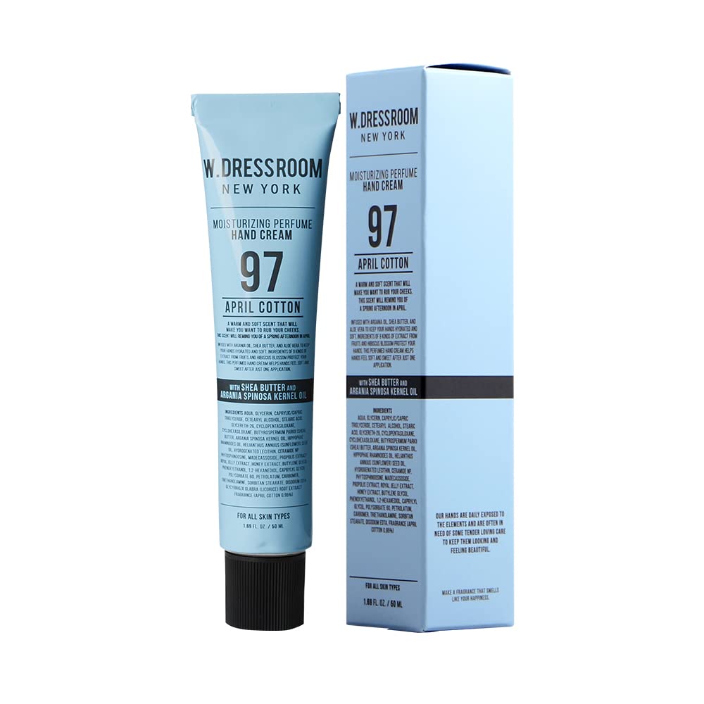 W.Dressroom April Cotton hand cream bottle front with lightweight hydration