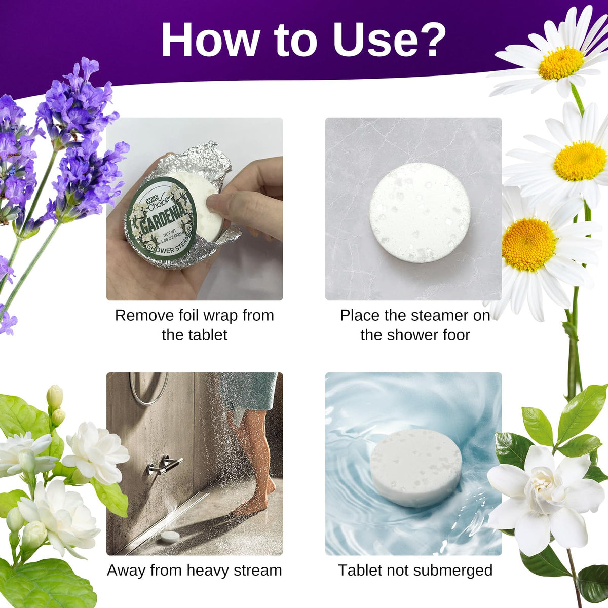 W&E Choice compact travel shower steamers for on the go self care