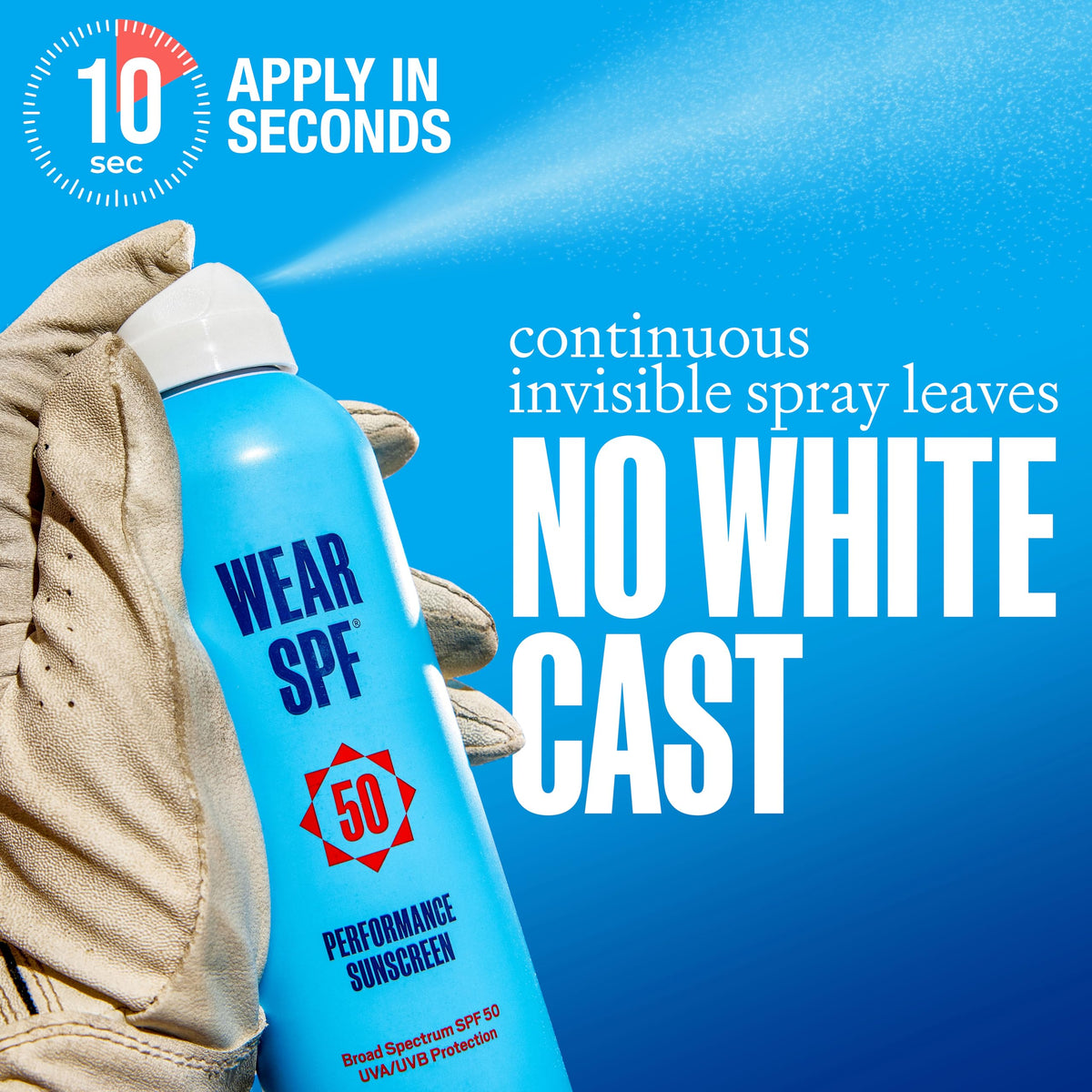 WearSPF spray applied to arm during outdoor workout