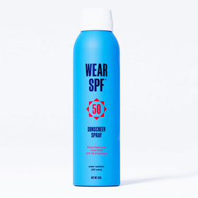 WearSPF sunscreen spray bottle top view for quick application