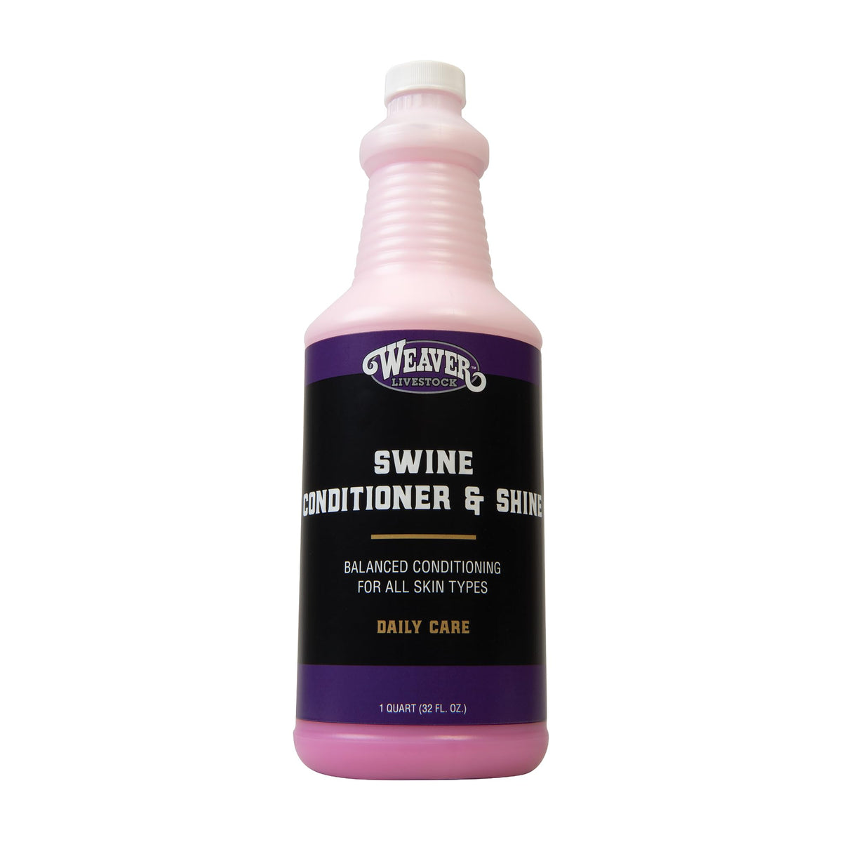 Weaver Livestock Swine Conditioner bottle shows a lightweight formula for a glossy coat