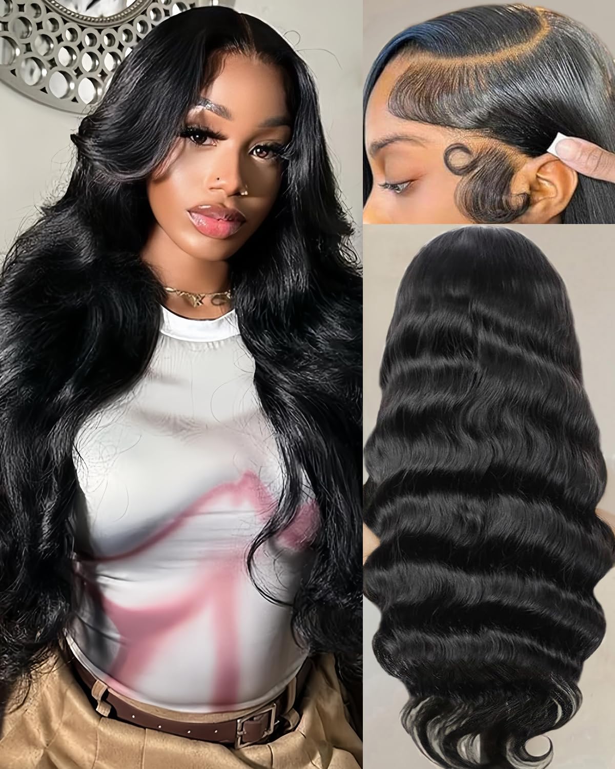 WEBLONE 13x6 HD lace front wig with baby hair blends with skin for a seamless look