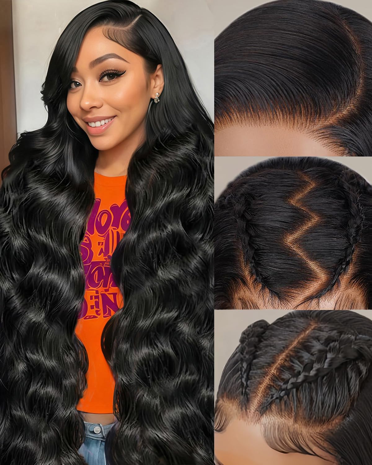 WEBLONE 28-inch body wave lace front wig with natural hairline for daily wear