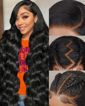 WEBLONE 28-inch body wave lace front wig with natural hairline for daily wear