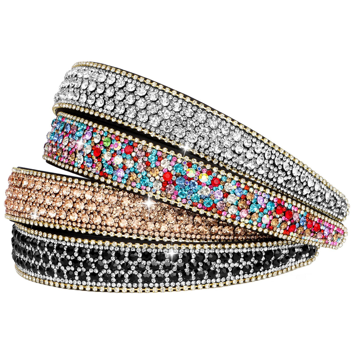 Wecoe rhinestone headbands 4-pack in color options for everyday sparkle