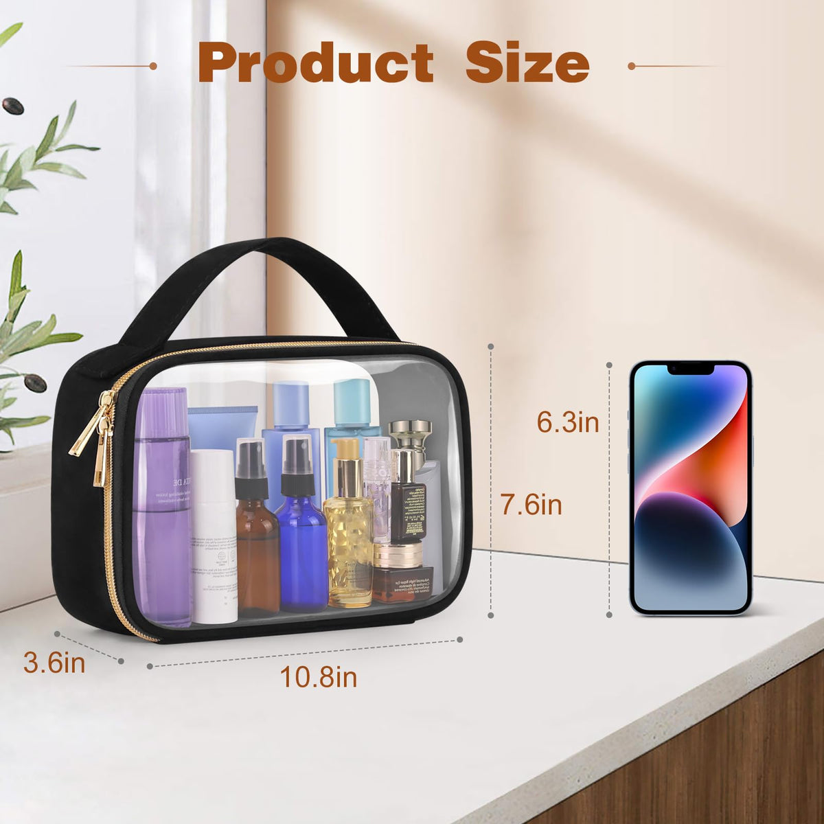 Wedama Clear Makeup Bags Two-Pack with Handles, easy to carry and organize