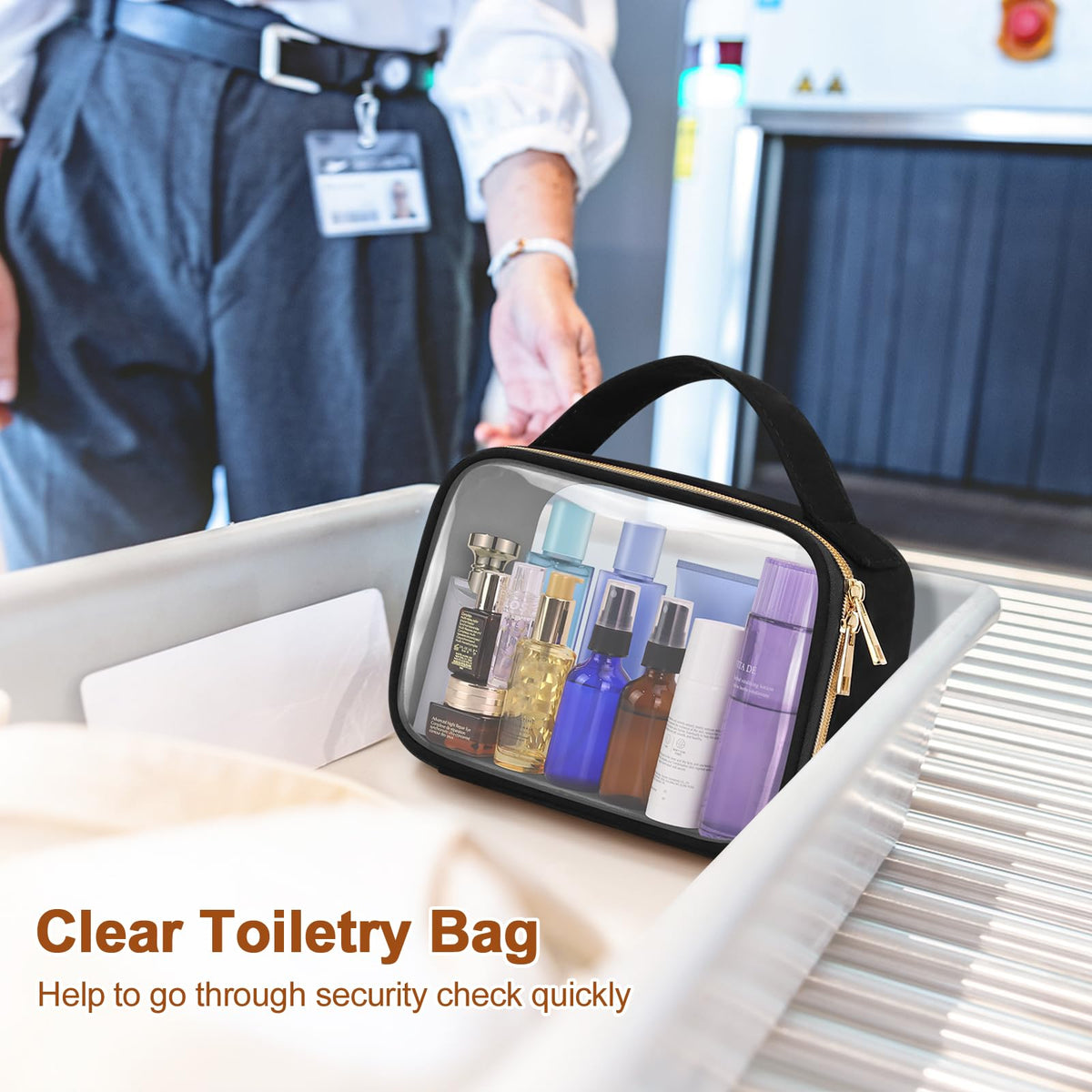 Wedama Clear Toiletry Bag large side view, compact profile for carry-ons