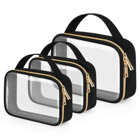 Wedama clear toiletry bag medium with handles for easy airport security and travel organization.